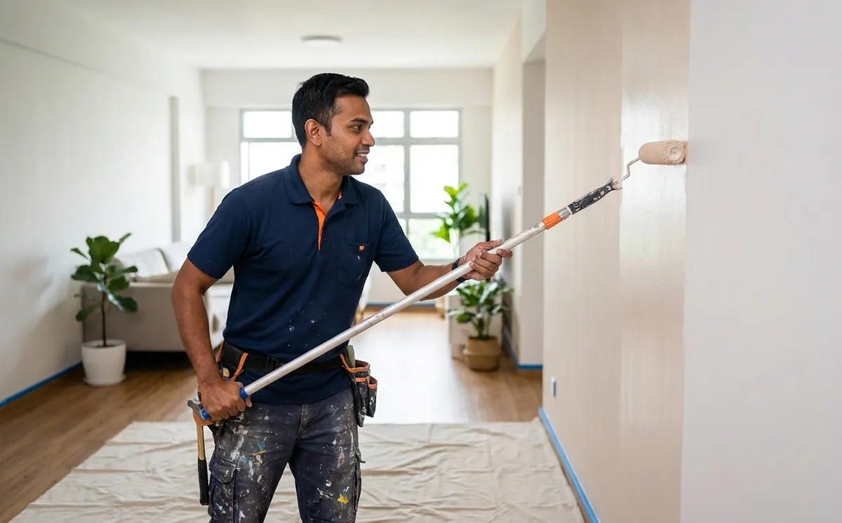 Handyman AZ technician providing painting in a Singapore home