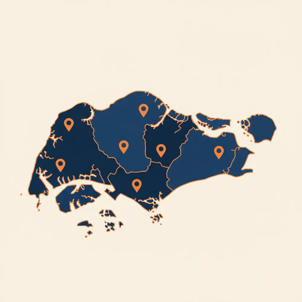 Map of Singapore showing the areas Handyman A to Z SG covers